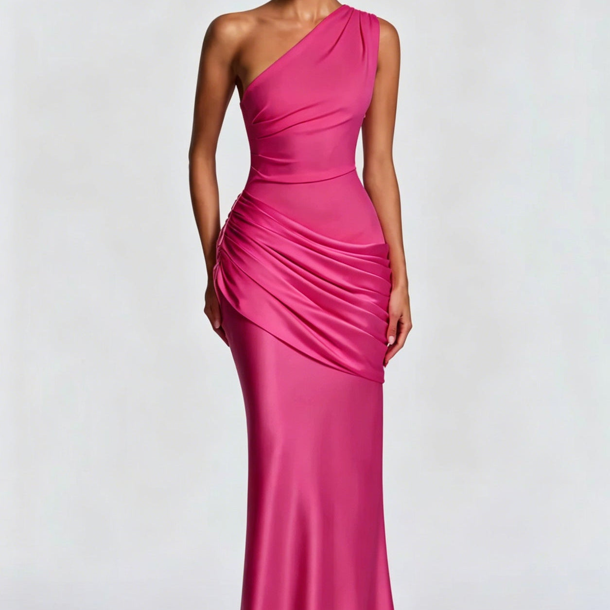 Robe Longue Asymétrique à Épaule Unique