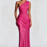 Robe Longue Asymétrique à Épaule Unique