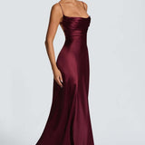 Robe Longue Satinée Dos Lacé Élégance Intemporelle