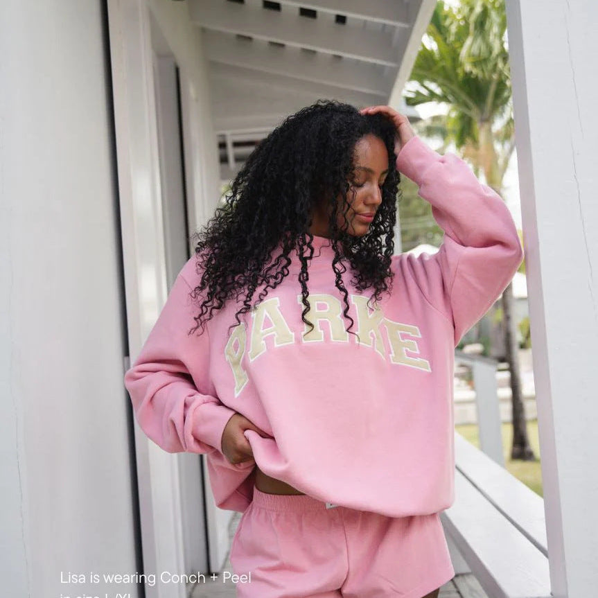 Sweat oversize femme col montant imprimé varsity