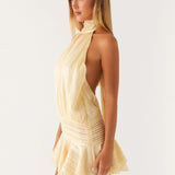 Robe Courte Dos Nu à Col Montant