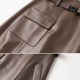 Jupe Midi Simili Cuir Taille Ceinturée Élégance Moderne