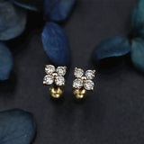Boucles d'oreilles puces trèfle plaqué or 18K