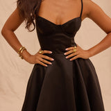 Robe Midi Évasée à Bretelles Fines