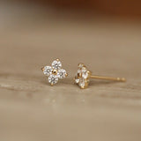 Boucles d'oreilles puces trèfle plaqué or 18K