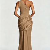 Robe Longue Asymétrique à Épaule Unique