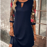 Robe Femme Courte Élégante Manches Brodées