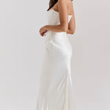 Robe Longue Bustier Drapée Élégance Satinée