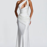 Robe Longue Asymétrique Drapée Élégance Prestige
