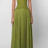 Robe longue plissée à col licou et décolleté V