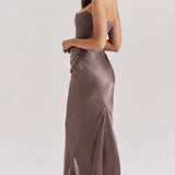 Robe Longue Bustier Drapée Élégance Satinée