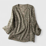 Blouse Imprimée à Col Rond et Manches Longues