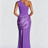 Robe Longue Asymétrique à Épaule Unique