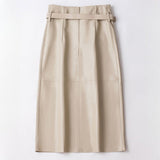 Jupe Midi Simili Cuir Taille Ceinturée Élégance Moderne