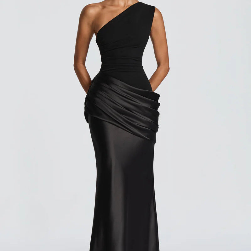 Robe Longue Asymétrique à Épaule Unique