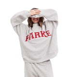 Sweat oversize femme col montant imprimé varsity