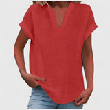 Blouse à Col V et Manches Courtes
