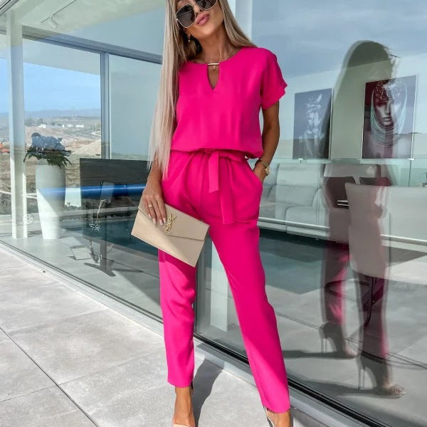 Ensemble Pantalon Fluide Haut Ample Élégance Décontractée
