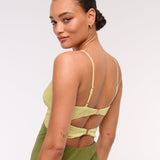 Robe Midi Satinée Bicolore Dos Croisé