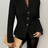 Blazer ajusté en maille à col montant boutonné