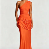 Robe Longue Asymétrique à Épaule Unique
