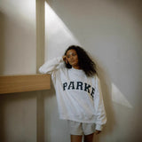 Sweat oversize femme col montant imprimé varsity