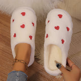 Chaussons Fourrés à Motifs Cœur