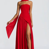 Robe longue bustier plissée à fente pour femme