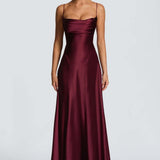 Robe Longue Satinée Dos Lacé Élégance Intemporelle