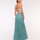 Robe Midi Satinée Bicolore Dos Croisé