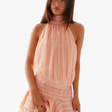 Robe Courte Dos Nu à Col Montant