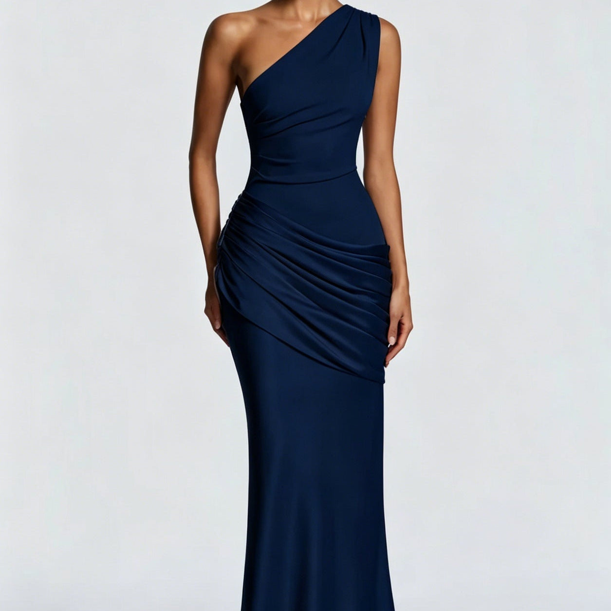 Robe Longue Asymétrique à Épaule Unique