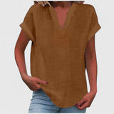Blouse à Col V et Manches Courtes