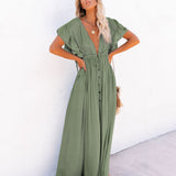 Robe Femme Bohème Longue Boutonnée Fluide