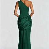 Robe Longue Asymétrique à Épaule Unique