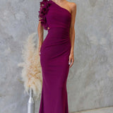 Robe longue femme asymétrique à volants