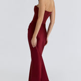 Robe Longue Bustier Drapée Élégance Satinée