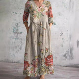 Robe Longue Fleurie à Col V