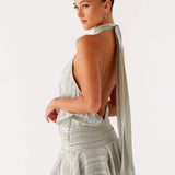 Robe Courte Dos Nu à Col Montant