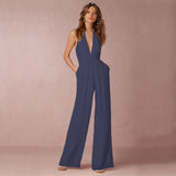Elegant Jumpsuit Med Dyb V Hals Tidløs Stil