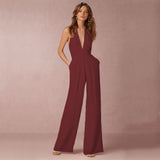 Elegant Jumpsuit Med Dyb V Hals Tidløs Stil