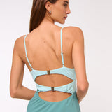 Robe Midi Satinée Bicolore Dos Croisé
