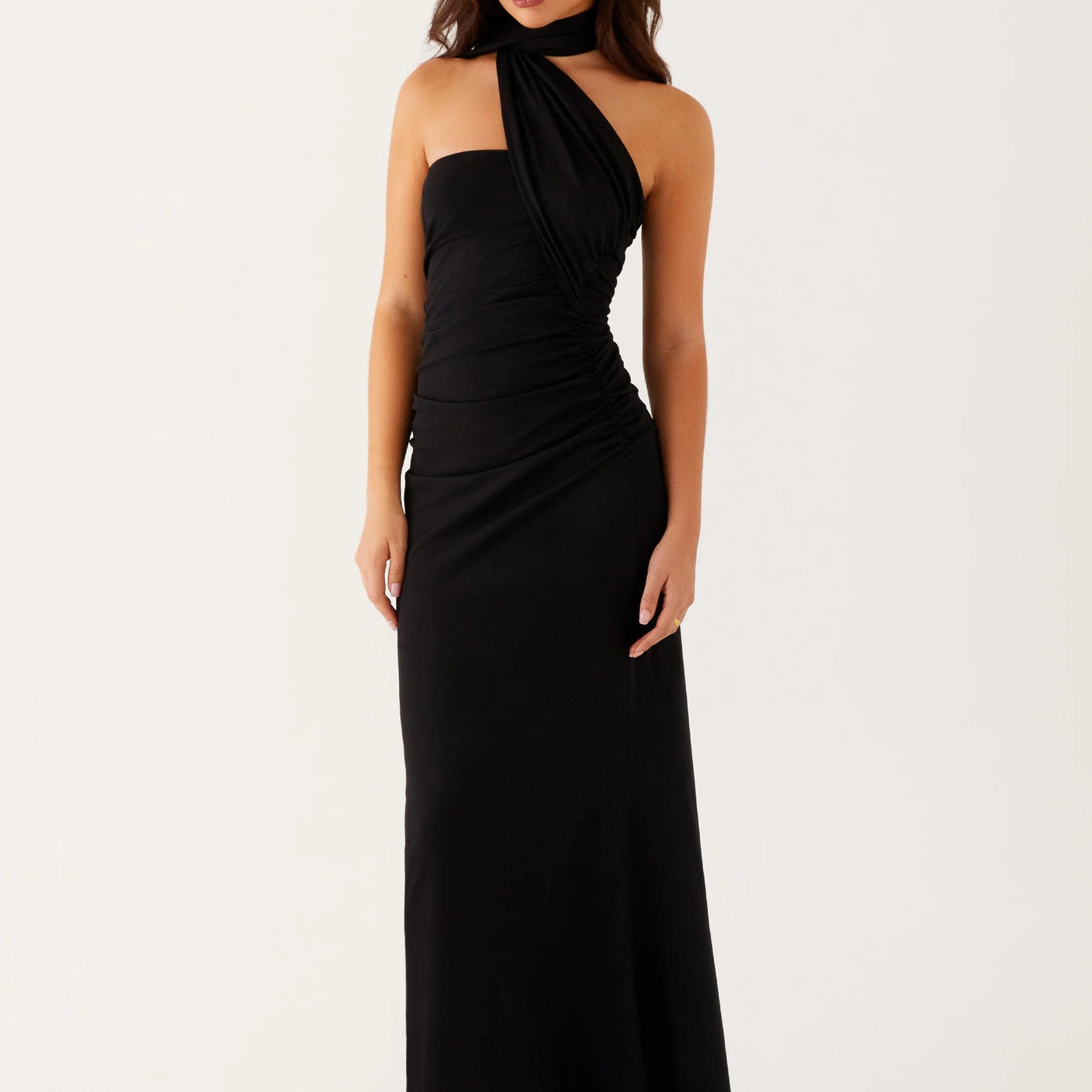 Robe Longue Asymétrique à Épaule Unique