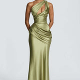 Robe Longue Asymétrique Drapée Élégance Prestige