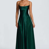 Robe Longue Satinée Dos Lacé Élégance Intemporelle