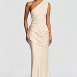 Robe Longue Asymétrique à Épaule Unique
