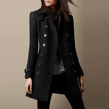 Manteau Femme Double Boutonnage Élégant Mi Long