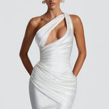 Robe Longue Asymétrique Drapée Élégance Prestige
