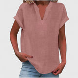 Blouse à Col V et Manches Courtes