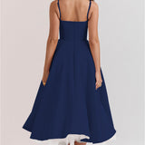 Robe Midi Évasée à Bretelles Fines